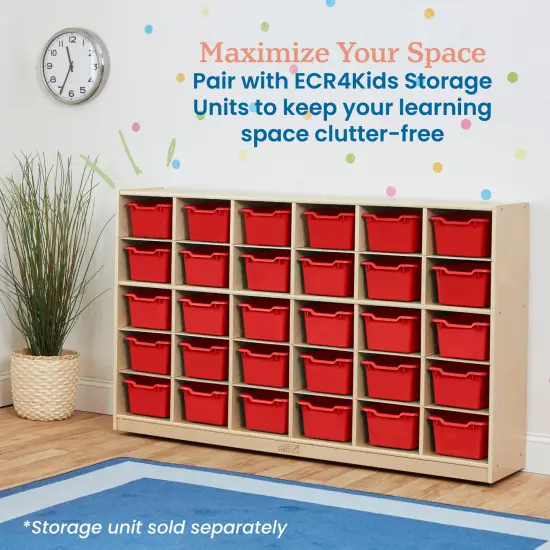 Scoop Front Storage Bins, Multipurpose Organization, 30-Pack Red {5}