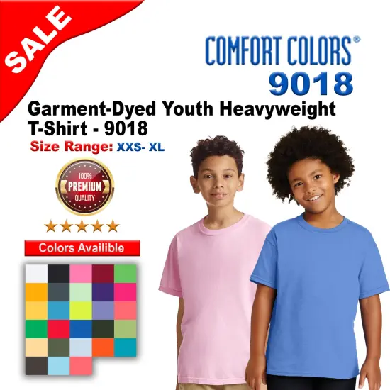 Comfort Colors&reg; Garment-Dyed Youth Heavyweight Short Sleeve Crewneck T-Shirt Washed denim {2}