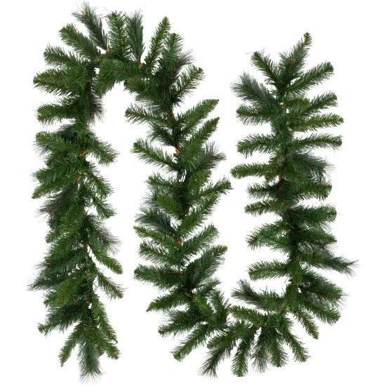 Northlight 9' x 12" Mixed Green Beaver Pine Artificial Christmas Garland, Unlit {1}