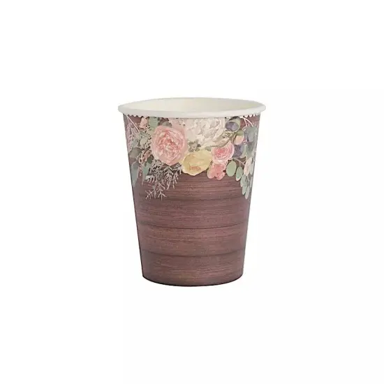 24 Brown Rustic Wood Print Paper Cups {1}