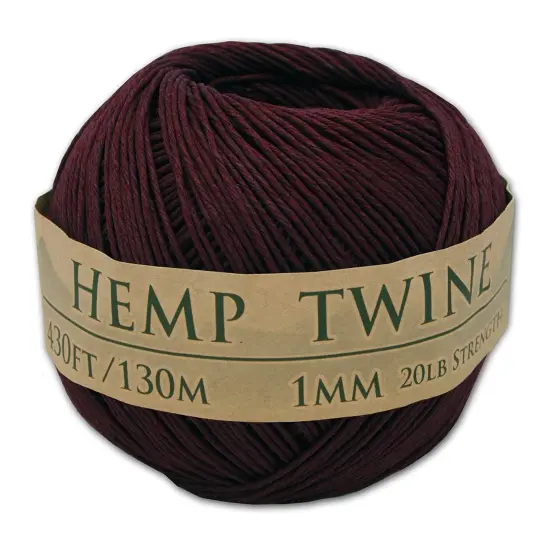 Hemptopia, Hemp Twine Ball, 430ft, 20lb test strength, Multiple colors, All Natural Bourbon red {2}