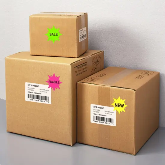 Avery Neon Address Labels with Sure Feed for Laser Printers, 2-1/4", Assorted Colors, 180 Burst Labels (5995) {2}