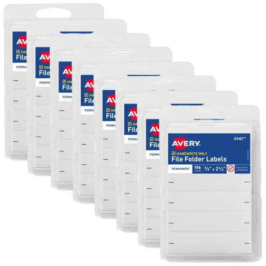 Avery File Folder Labels, 5/8" x 2-3/4", White, Non-Printable, 8 Packs, 1,248 Blank Labels Total (21925) {1}