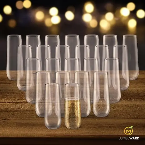 JumblWare 24 9-oz. Stemless Disposable Plastic Champagne Flutes, Clear {4}