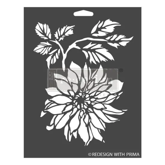 Prima Re-Design Decor Stencil 9"X12"-Dahlia Garden {1}