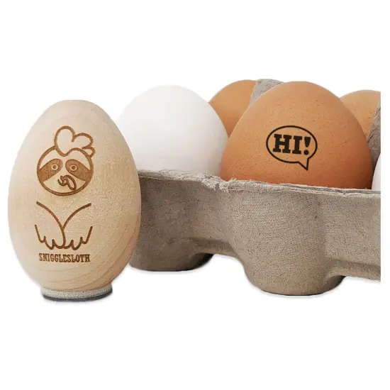Hi in Text Callout Chicken Egg Rubber Stamp {7}