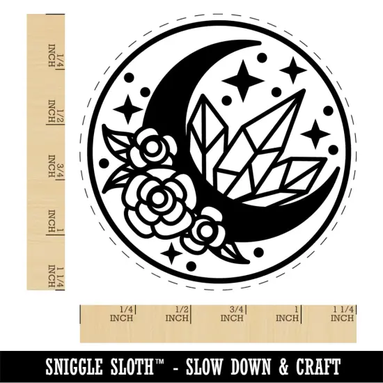 Floral Moon Crystals Rubber Stamp for Stamping Crafting Planners {1}