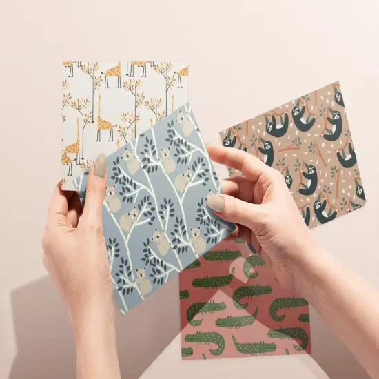 Jungle Animal Baby Shower Thank You Cards| Eco-Friendly Kids Thank You Cards With Envelopes | 12, 24 {5}