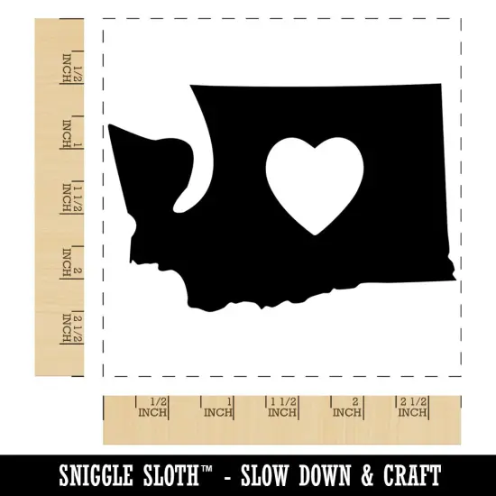 Washington State with Heart Square Rubber Stamp for Stamping Crafting {1}