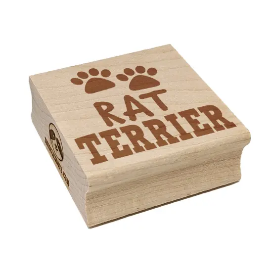 Rat Terrier Dog Paw Prints Fun Text Square Rubber Stamp for Stamping Crafting {7}