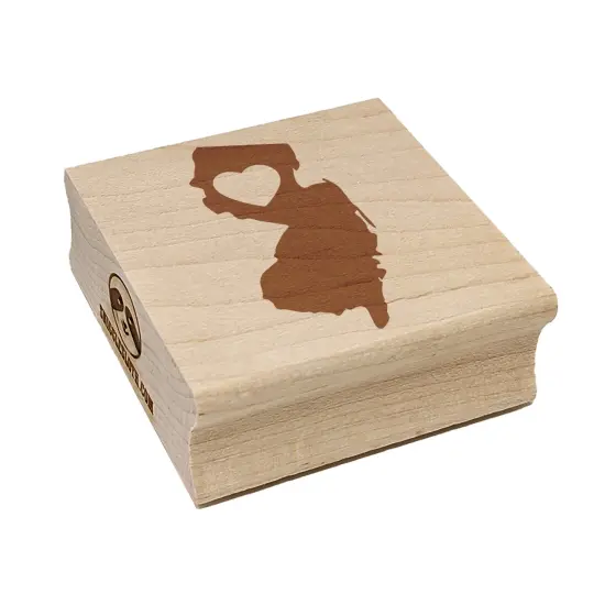 New Jersey State with Heart Square Rubber Stamp for Stamping Crafting {7}