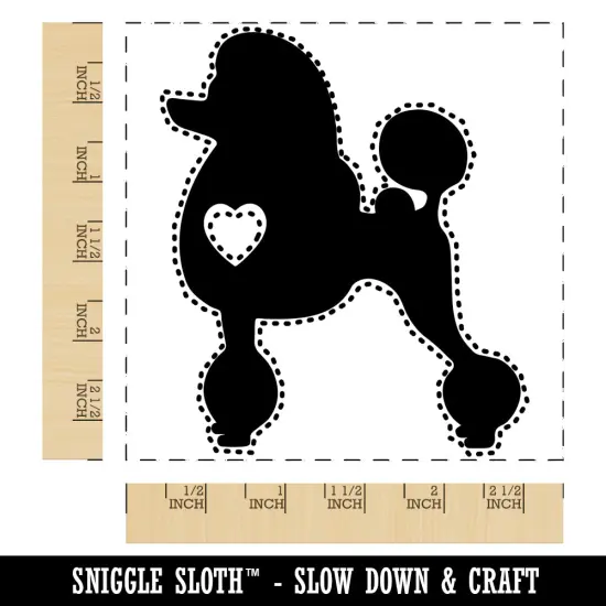 Standard Poodle Dog with Heart Square Rubber Stamp for Stamping Crafting {1}