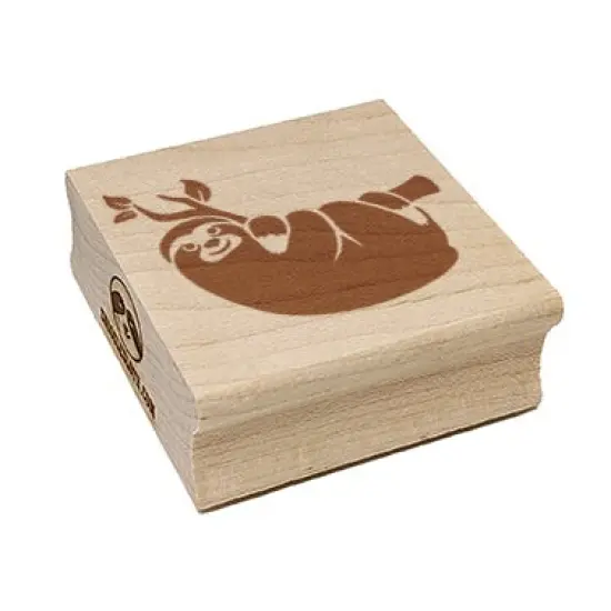 Sloth Hanging on Tree Branch Square Rubber Stamp for Stamping Crafting {2}