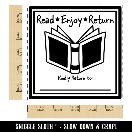 Read Enjoy Kindly Return Book Loan Square Rubber Stamp for Stamping Crafting {1}