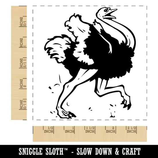 Running Ostrich Giant Bird Square Rubber Stamp for Stamping Crafting {1}
