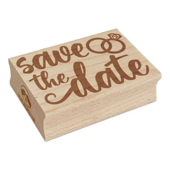 Save the Date Wedding Rings Ceremony Rectangle Rubber Stamp for Stamping Crafting {7}