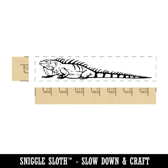 Green Iguana Large Tropical Lizard Reptile Rectangle Rubber Stamp for Stamping Crafting {1}