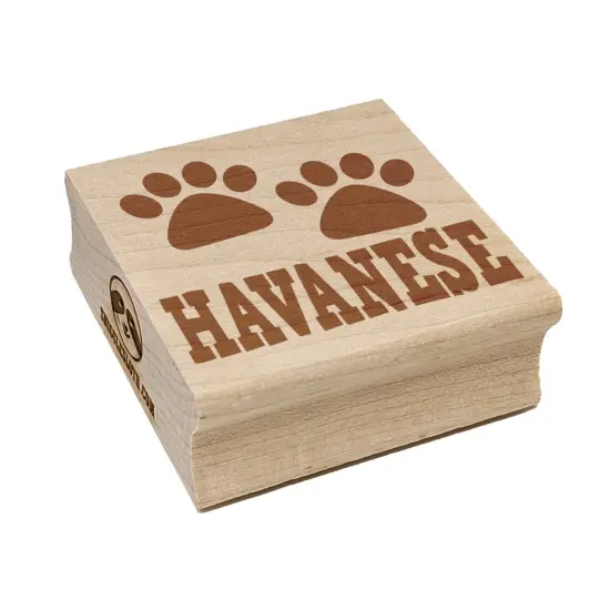Havanese Dog Paw Prints Fun Text Square Rubber Stamp for Stamping Crafting {7}