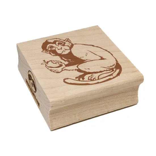 Monkey Eating Fruit Square Rubber Stamp for Stamping Crafting {7}