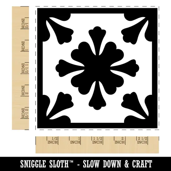 Arabesque Floral Pattern Tile Square Rubber Stamp for Stamping Crafting {1}