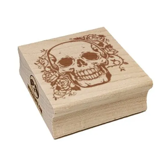 Skull and Roses Flowers Bones Square Rubber Stamp for Stamping Crafting {2}