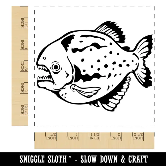 Red-Bellied Piranha Carnivorous Fish Square Rubber Stamp for Stamping Crafting {1}