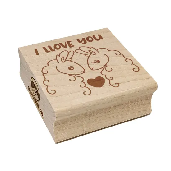 I Llove You Llama Couple Anniversary Love Valentine's Day Square Rubber Stamp for Stamping Crafting {7}