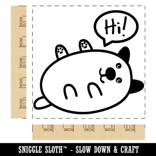 Pug Dog Hi Hello Doodle Rub My Tummy Square Rubber Stamp for Stamping Crafting {1}