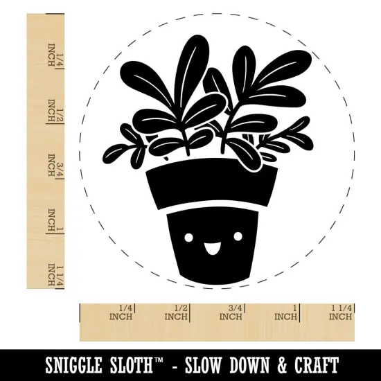 Happy Potted Plant Rubber Stamp for Stamping Crafting Planners {1}