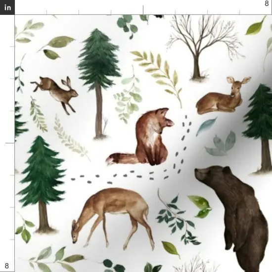 Various Fabrics by the Yard or Fat Quarter Woodland Animals Forest Deer Trees Bunny Bear Nursery Custom Printed Fabric by Spoonflower {4}