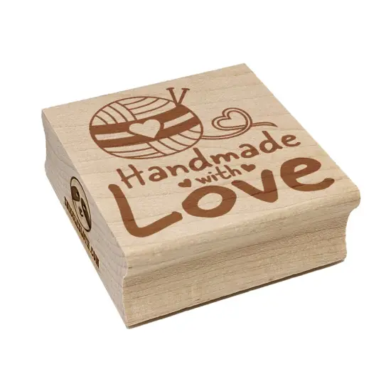 Handmade With Love Knitting Yarn Square Rubber Stamp for Stamping Crafting {7}