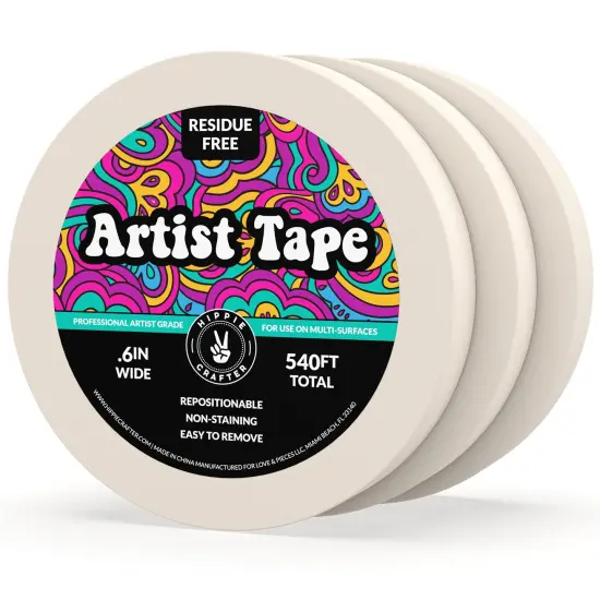 3Pk White Artist Tape for Watercolor Paper White Painters Tape Artists Painting Tape Removable Masking Drafting Canvas Framing Paint Mask Thin Residue Free Low Tack Low Acid Art Tape .6in {1}