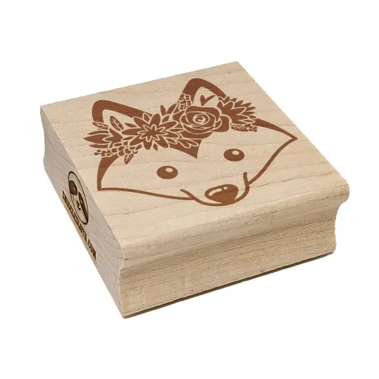 Husky Dog Wearing a Flower Crown Square Rubber Stamp for Stamping Crafting {7}