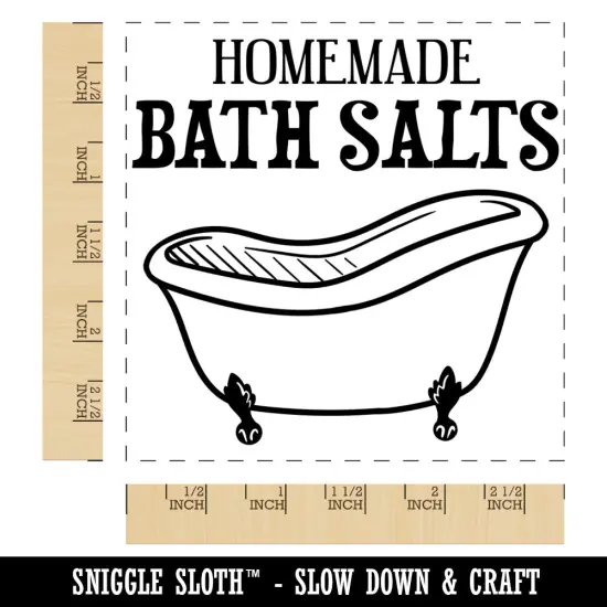 Homemade Bath Salts Cast Iron Tub Square Rubber Stamp for Stamping Crafting {1}