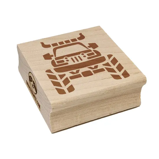 Monster Truck with Bull Horns Square Rubber Stamp for Stamping Crafting {7}