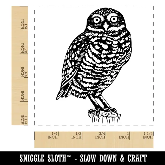 Watchful Burrowing Owl Square Rubber Stamp for Stamping Crafting {1}
