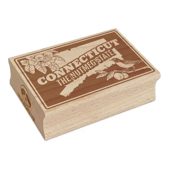 Connecticut Nutmeg Mountain Laurel Robin United States Rectangle Rubber Stamp for Stamping Crafting {7}