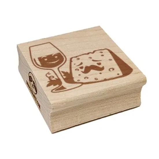 Wine Glass and Cheese Perfect Pair Square Rubber Stamp for Stamping Crafting {7}