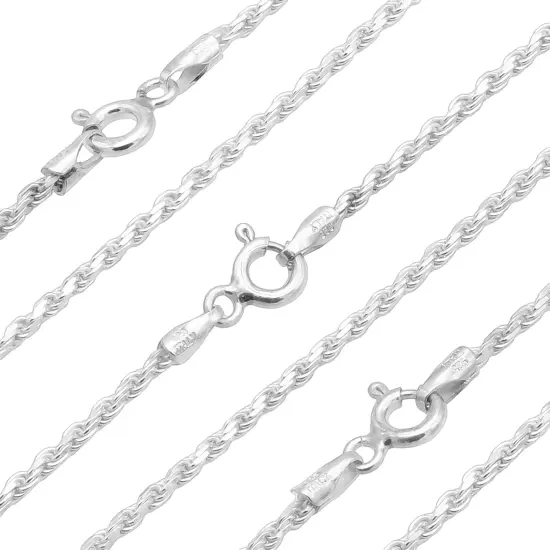 3 Italy Sterling Silver Rope Chains Long Necklace 22" {1}