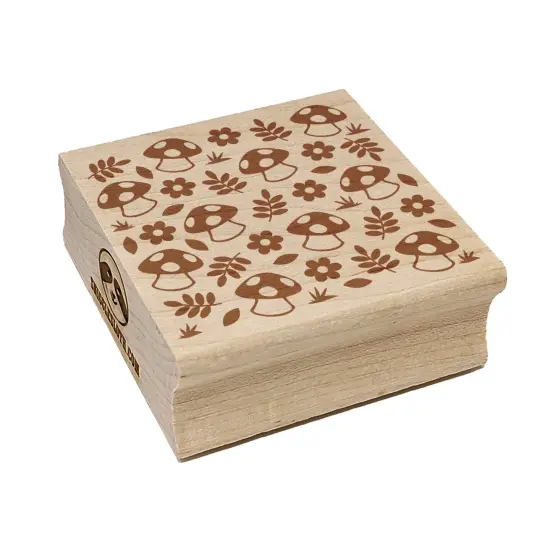 Mushrooms and Flowers Square Rubber Stamp for Stamping Crafting {7}