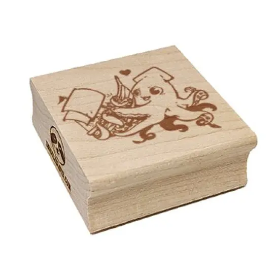 Adorable Sweet Kraken Squid Sea Monster Hug Ship Square Rubber Stamp for Stamping Crafting {7}