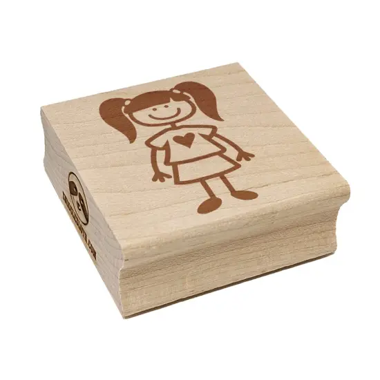 Stick Figure Girl Daughter Square Rubber Stamp for Stamping Crafting {2}
