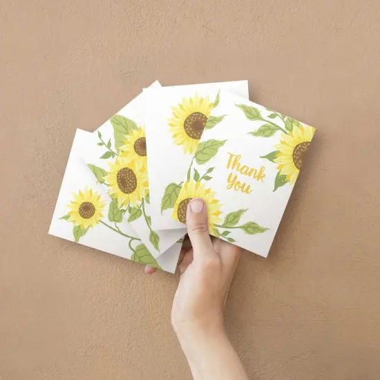 Sunflower Thank You Cards | Eco-Friendly Stationary | Assorted Greeting Cards with Envelopes | 12, 24 {5}