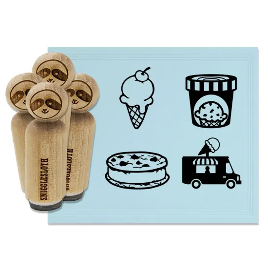 Ice Cream Truck Desserts Pint Cookie Sandwich Cone Rubber Stamp Set for Stamping Crafting Planners {2}