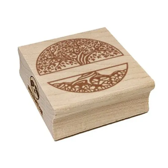 Family Tree of Life Split Frame Name Monogram Square Rubber Stamp for Stamping Crafting {7}