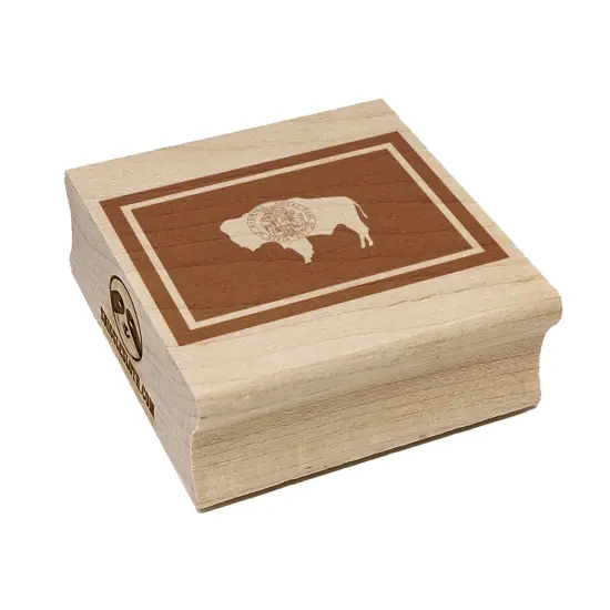Wyoming State Flag Square Rubber Stamp for Stamping Crafting {7}