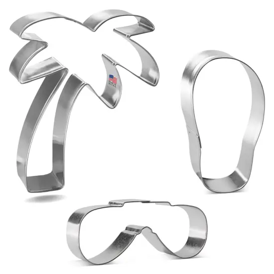 CookieCutter.com Summer Beach Cookie Cutter Set 3 Pc - Foose Cookie Cutters - USA Tin Plated Steel {1}