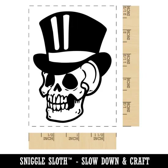 Fancy Skull with Top Hat Rectangle Rubber Stamp for Stamping Crafting {1}