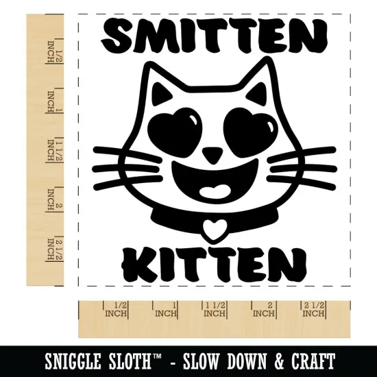 Smitten Kitten Love Anniversary Valentine's Day Square Rubber Stamp for Stamping Crafting {1}