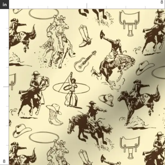 Various Fabrics by the Yard or Fat Quarter Cowboy Cowgirl Horse Lovers Horses Bronc Riding Roping Rodeo Western Theme Country Custom Printed Fabric by Spoonflower {4}